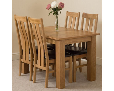 That's Furniture Hampton 120Cm - 160Cm Oak Extending Dining Table And 4 Chairs Dining Set With Princeton Chairs - image 1