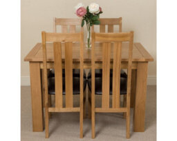 That's Furniture Hampton 120Cm - 160Cm Oak Extending Dining Table And 4 Chairs Dining Set With Princeton Chairs - thumbnail 2