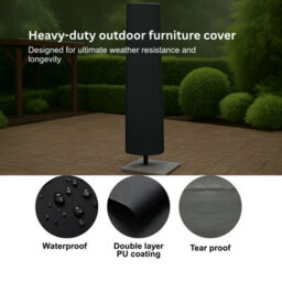 Home Source Duracover Grey 160Cm Heavy Duty Waterproof Parasol Jumbo Protective Cover - thumbnail 3