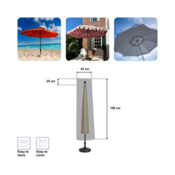 Home Source Duracover Grey 160Cm Heavy Duty Waterproof Parasol Jumbo Protective Cover - thumbnail 7