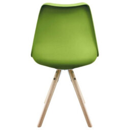 Fusion Living Soho Green Plastic Dining Chair With Pyramid Light Wood Legs - thumbnail 4