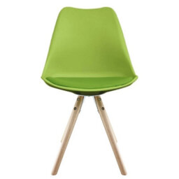 Fusion Living Soho Green Plastic Dining Chair With Pyramid Light Wood Legs - thumbnail 7