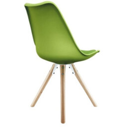 Fusion Living Soho Green Plastic Dining Chair With Pyramid Light Wood Legs - thumbnail 5