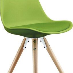 Fusion Living Soho Green Plastic Dining Chair With Pyramid Light Wood Legs - thumbnail 3