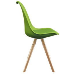Fusion Living Soho Green Plastic Dining Chair With Pyramid Light Wood Legs - thumbnail 6