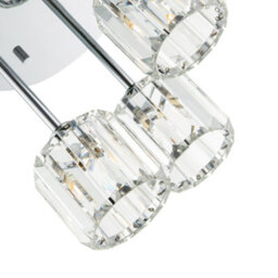 Happy Homewares Modern Triple Level Chrome Ceiling Light With K9 Crystal Glass Shades - thumbnail 5