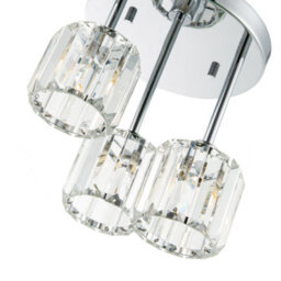 Happy Homewares Modern Triple Level Chrome Ceiling Light With K9 Crystal Glass Shades - thumbnail 4