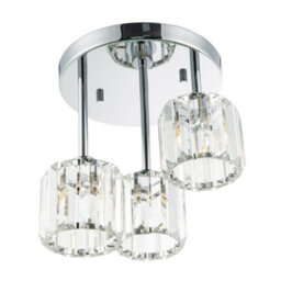 Happy Homewares Modern Triple Level Chrome Ceiling Light With K9 Crystal Glass Shades - thumbnail 3
