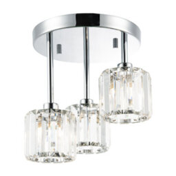 Happy Homewares Modern Triple Level Chrome Ceiling Light With K9 Crystal Glass Shades - thumbnail 2