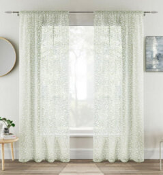 Tyrone Textiles Pair Of Willow Green Leaf Print On Linen Look Panels, With Rod Pocket Header 137 Cm - thumbnail 5
