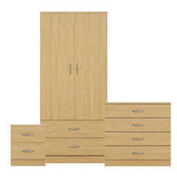 Lassic Vida Designs Riano 3 Piece Bedroom Set (2 Drawer Bedside Chest, 4 Drawer Chest, 2 Door 2 Drawer Wardrobe), Pine - thumbnail 8