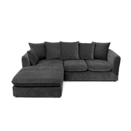 Abakus Direct Lucas Water Repellent Velvet Chenille Left Facing Corner Sofa In Dark Grey - thumbnail 2
