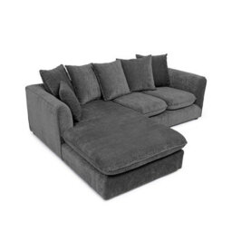Abakus Direct Lucas Water Repellent Velvet Chenille Left Facing Corner Sofa In Dark Grey - thumbnail 5