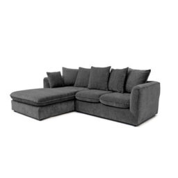 Abakus Direct Lucas Water Repellent Velvet Chenille Left Facing Corner Sofa In Dark Grey - thumbnail 3