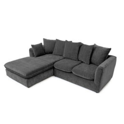 Abakus Direct Lucas Water Repellent Velvet Chenille Left Facing Corner Sofa In Dark Grey - thumbnail 4