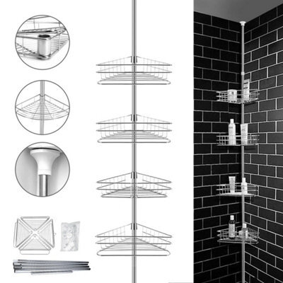 4 Tier Telescopic Corner Shower Caddy Bathroom Storage Rack - image 1