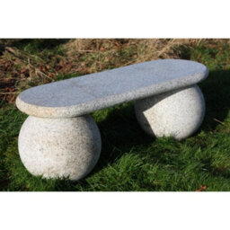 Grey Granite Ball Leged Bench - 40cm Dia Legs - 120 x 40cm Top - thumbnail 1