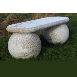 Grey Granite Ball Leged Bench - 40cm Dia Legs - 120 x 40cm Top - thumbnail 2