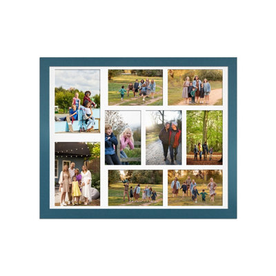 AK Frames 20X16 Navy Blue Sleek Multi Photo Frame With White Mount - Holds 9 Apertures (2X) 7X5, (7X) 6X4 Photos - image 1
