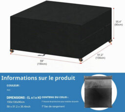 Garden Furniture Protective Cover 150X130X90Cm - Waterproof And Uv-Resistant Outdoor Tarpaulin For Table, Sofa - thumbnail 2