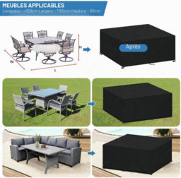 Garden Furniture Protective Cover 150X130X90Cm - Waterproof And Uv-Resistant Outdoor Tarpaulin For Table, Sofa - thumbnail 7
