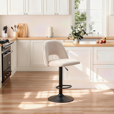 Sonara Adjustable Upholstered Velvet Bar Stools With Gas-Lift, Swivel And Footrest - image 1