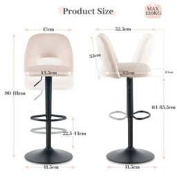 Sonara Adjustable Upholstered Velvet Bar Stools With Gas-Lift, Swivel And Footrest - thumbnail 6