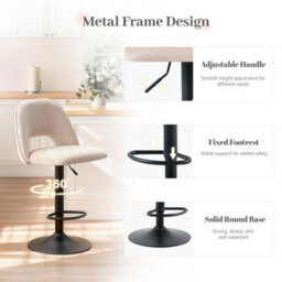 Sonara Adjustable Upholstered Velvet Bar Stools With Gas-Lift, Swivel And Footrest - thumbnail 3