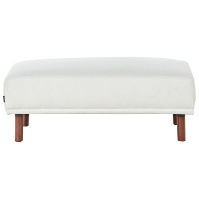 Wyld And Coco Bouclé White Rectangular Ottoman Footstool On Eucalyptus Legs, W112 X D67 X H44Cm - image 1