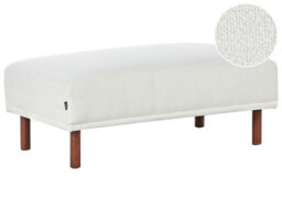 Wyld And Coco Bouclé White Rectangular Ottoman Footstool On Eucalyptus Legs, W112 X D67 X H44Cm - thumbnail 3