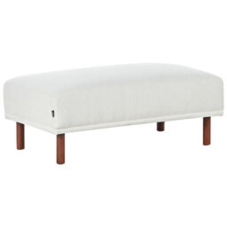 Wyld And Coco Bouclé White Rectangular Ottoman Footstool On Eucalyptus Legs, W112 X D67 X H44Cm - thumbnail 4