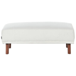 Wyld And Coco Bouclé White Rectangular Ottoman Footstool On Eucalyptus Legs, W112 X D67 X H44Cm - thumbnail 1