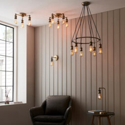 Luminosa Lighting Luminosa Hal Multi Arm Lamp Semi Flush Ceiling Lamp, Antique Brass Plate - thumbnail 3