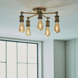 Luminosa Lighting Luminosa Hal Multi Arm Lamp Semi Flush Ceiling Lamp, Antique Brass Plate - thumbnail 4