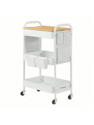 Songmics 3-Tier Storage Trolley, Rolling Cart With Table Top, 2 Removable Hanging Cups, 6 Side Pockets,office, Kitchen, Bathroom - thumbnail 6