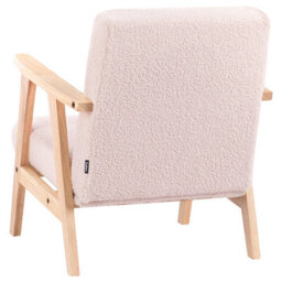 Wyld And Coco Kids Armchair Pastel Pink Bouclé With Wooden Legs, Compact Children's Seat W46 X D55 X H58Cm - thumbnail 6