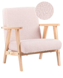 Wyld And Coco Kids Armchair Pastel Pink Bouclé With Wooden Legs, Compact Children's Seat W46 X D55 X H58Cm - thumbnail 3