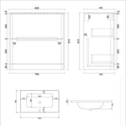 Royal Bathrooms Venice 800mm Dove Grey Floor Standing Bathroom Vanity Unit 2 Drawer With Ceramic Basin - 1 Tap Hole Basin - thumbnail 9