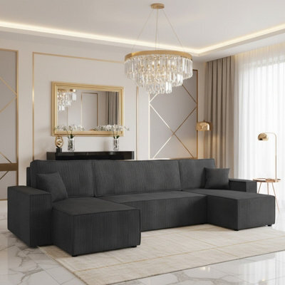 Karl U Universal Corner Sofa Bed For Living Room Chipboard Polyurethane Foam Wavy Springs 312X145X82Cm Grey Universal - image 1