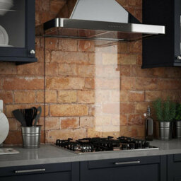 60 X 60Cm Clear Glass Kitchen Splashback Splatter Screen Pre Drilled Holes Wall Hanging Fixings Included
