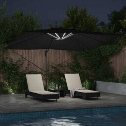 Berkfield Solid Cantilever Roma Parasol With Leds Black 352X251X265 Cm Aluminium - thumbnail 4