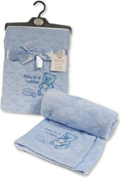 Kav Baby Cute Button Wrap Fleece Blanket For Girl/boy Super Soft Teddy Bear Image Blankets For Newborn Babies, Toddlers (Sky)