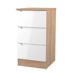 Messina Ready Assembled White & Oak 3 Drawer Bedside Chest (H)685mm (W)370mm (D)390mm - thumbnail 2