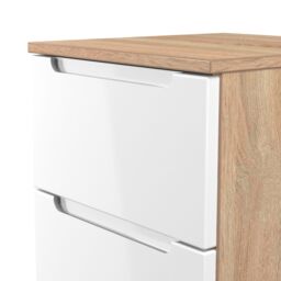 Messina Ready Assembled White & Oak 3 Drawer Bedside Chest (H)685mm (W)370mm (D)390mm - thumbnail 4