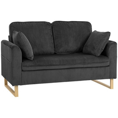 Dark Grey-2 Seater Sofa With With Metal Legs And Spring - image 1