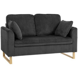 Dark Grey-2 Seater Sofa With With Metal Legs And Spring - thumbnail 1