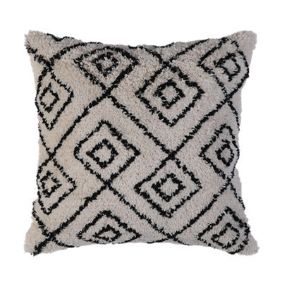 GoodHome Jaspar White Geometric Embroidered Effect Indoor Cushion, (L)50Cm X (W)50Cm - image 1