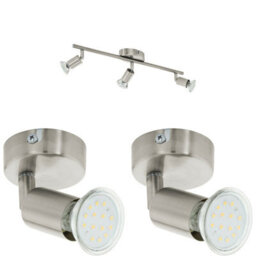Satin Nickel Adjustable Ceiling Spot Light With 2 Matching Wall Sconces For Kitchen