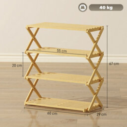 Homcom 4-Tier Bamboo Shoe Rack, Folding Shoe Shelf, Holds Up To 12 Pairs - thumbnail 3