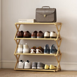 Homcom 4-Tier Bamboo Shoe Rack, Folding Shoe Shelf, Holds Up To 12 Pairs - thumbnail 9